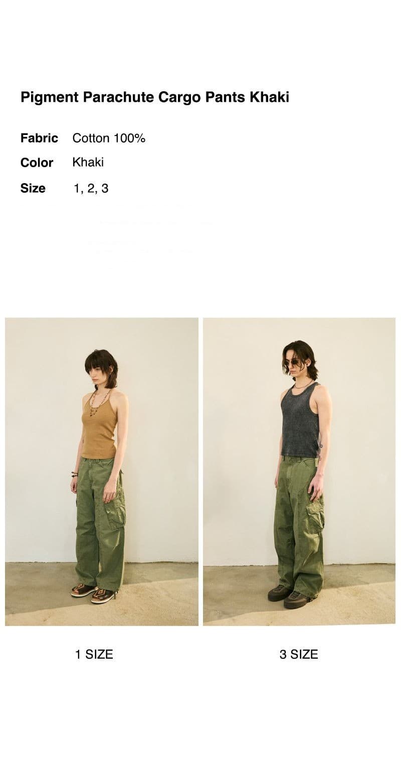 Pigment Parachute Cargo Pants Khaki — vue 4