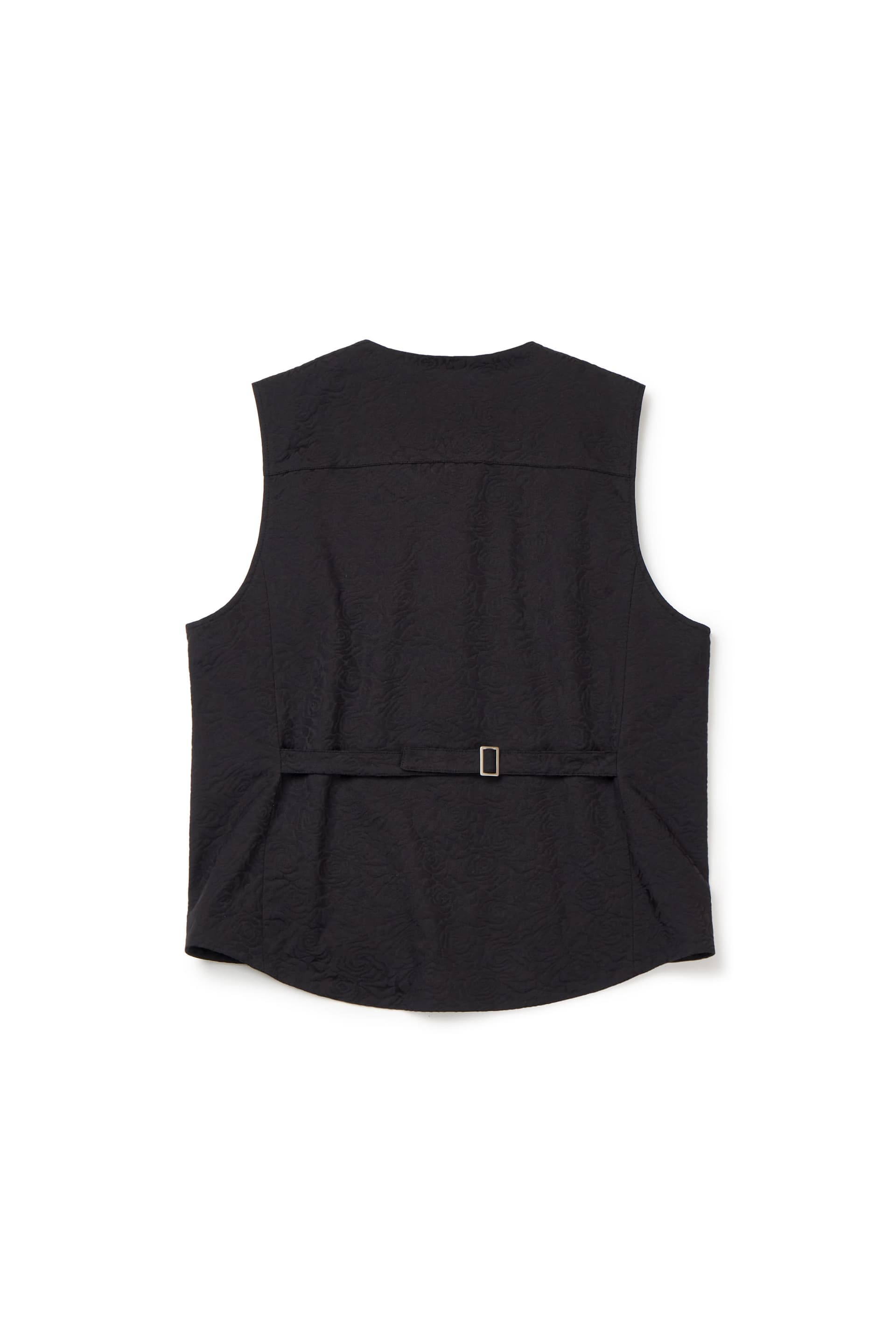 Flower Jacquard Belted Vest (Black, Men) — vue 4