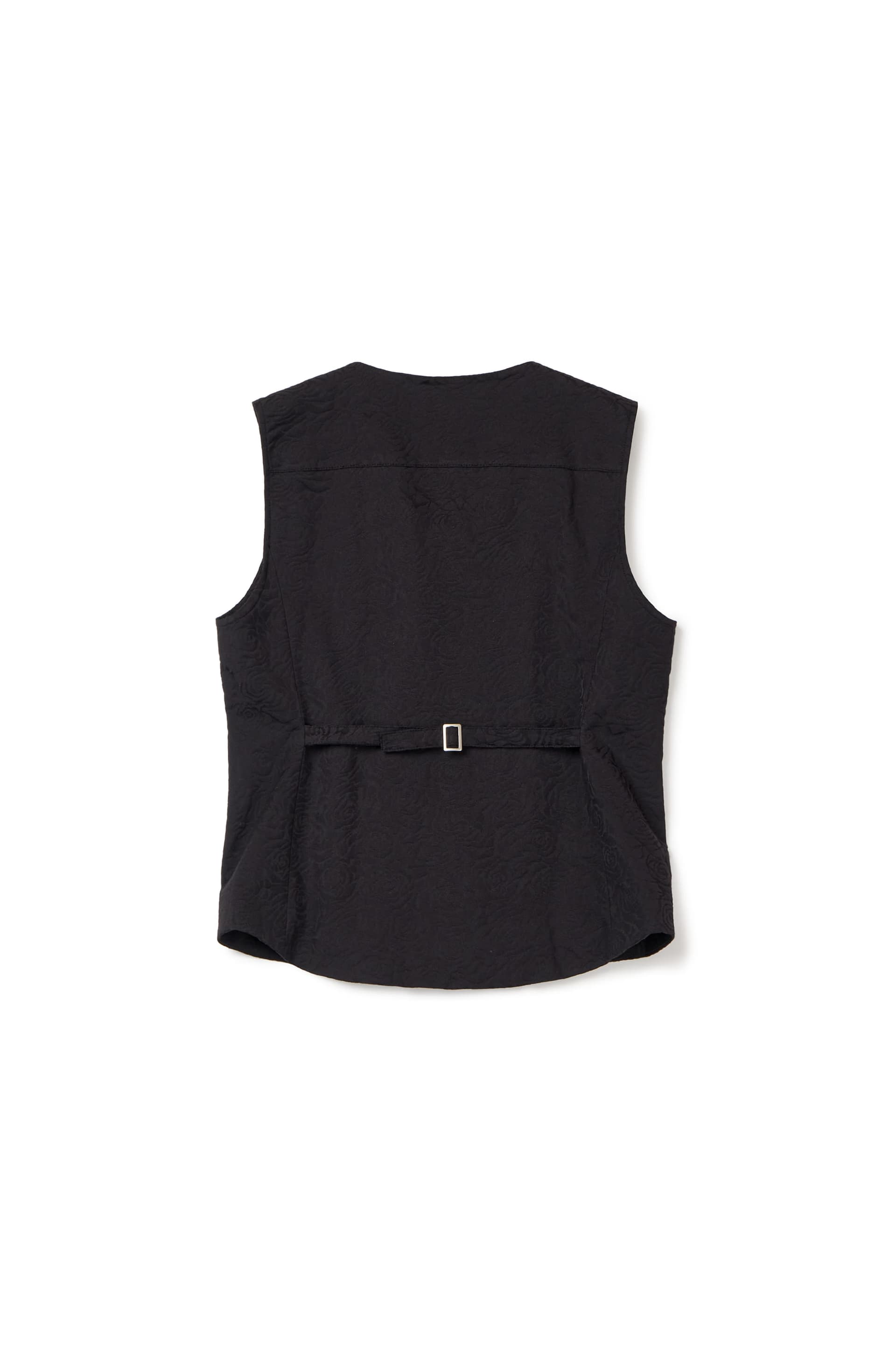 Flower Jacquard Belted Vest (Black, Women) — vue 4