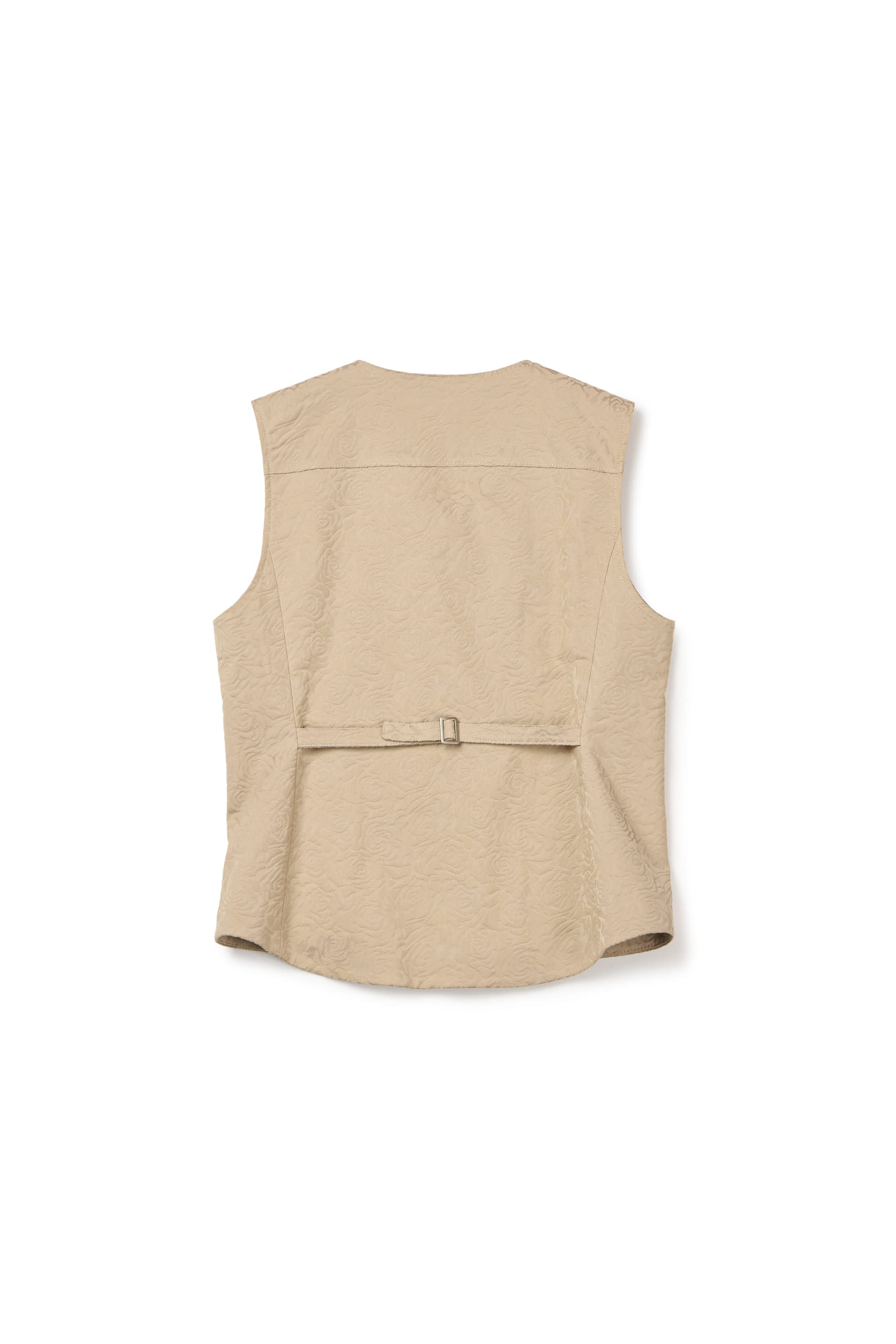 Flower Jacquard Belted Vest (Beige, Women) — vue 3