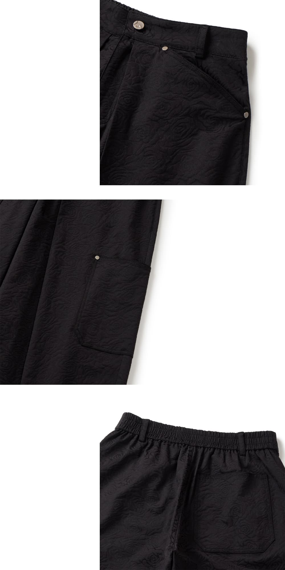 Flower Jacquard Balloon Pants (Black) — vue 12