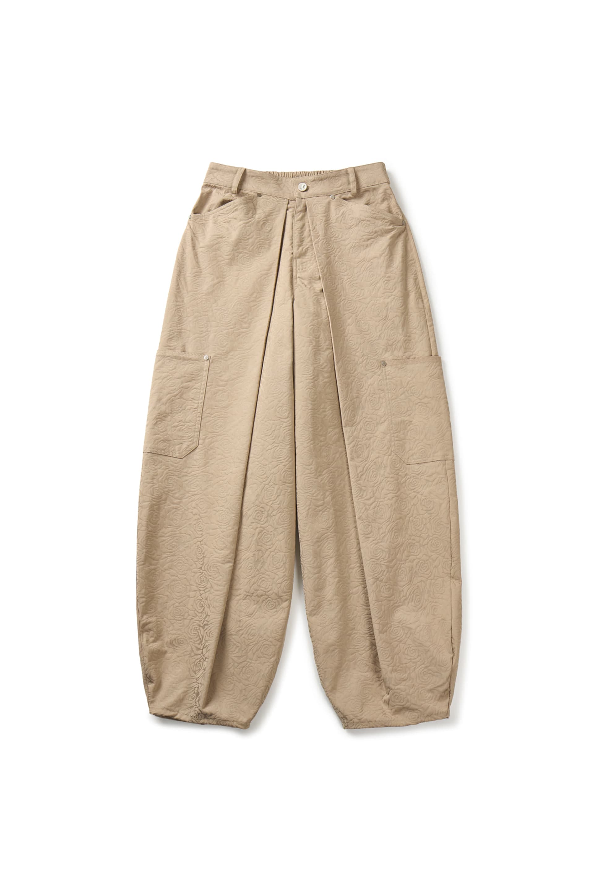 Flower Jacquard Balloon Pants (Beige) — vue 2