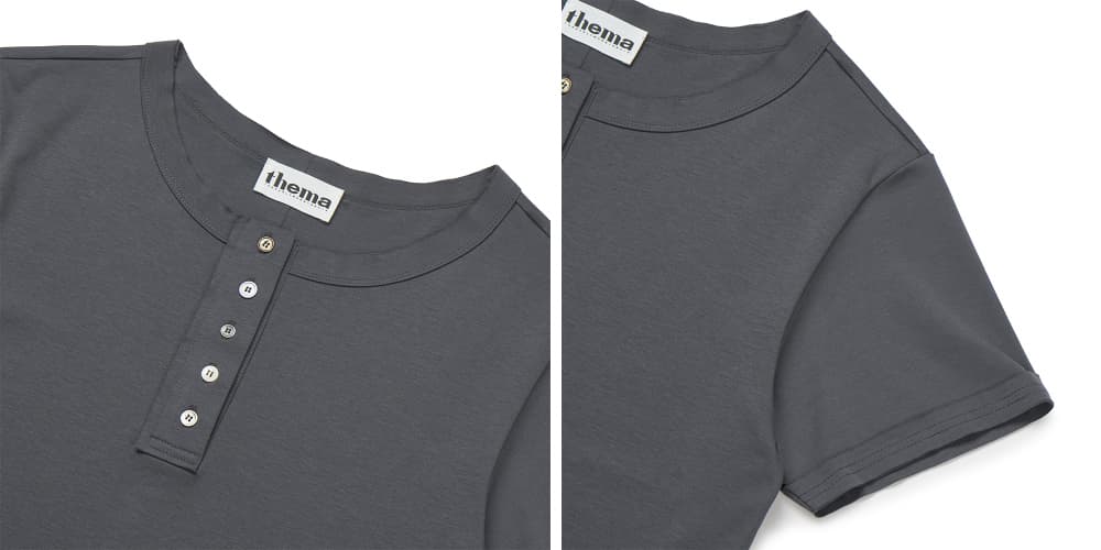 5 Button Henry Neck (Charcoal) — vue 7