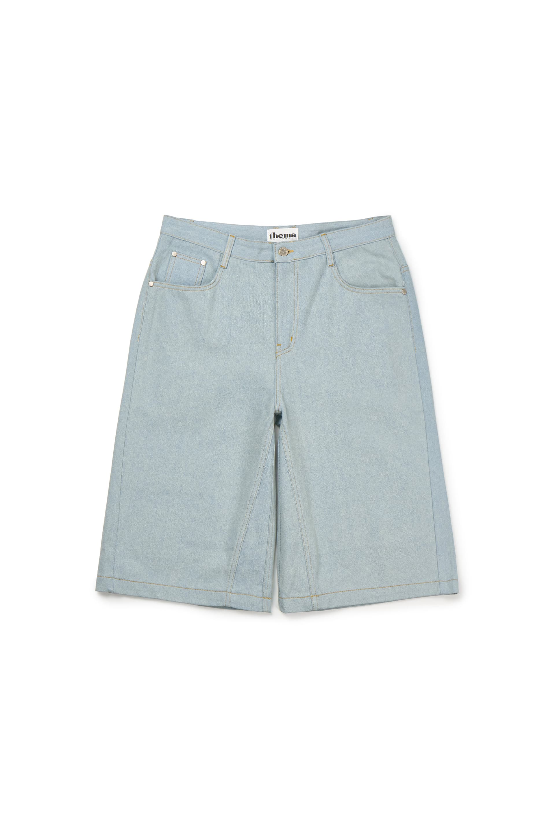 Check Pocket Straight Capri Pants (Light Blue) — vue 3