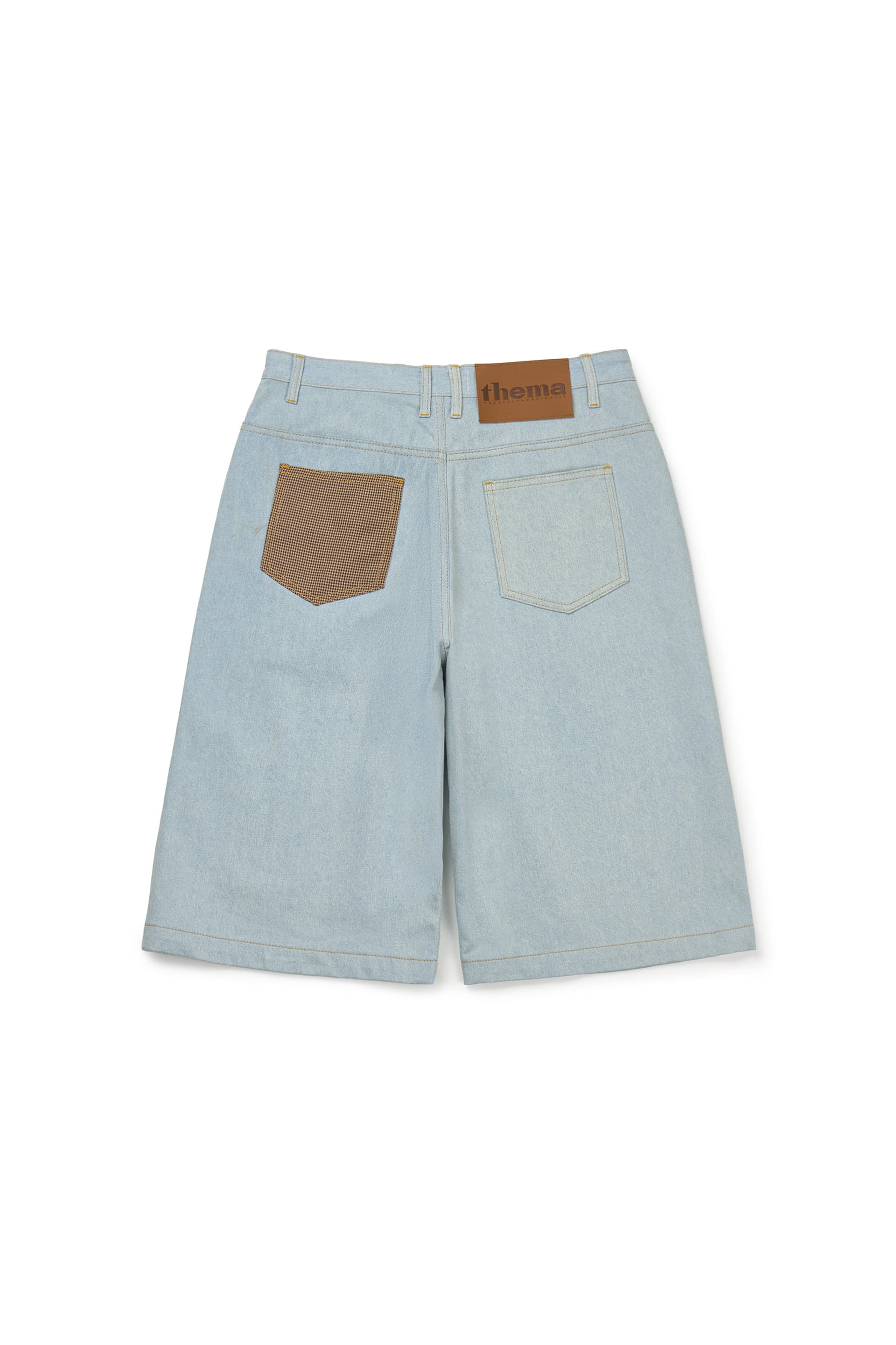 Check Pocket Straight Capri Pants (Light Blue) — vue 4