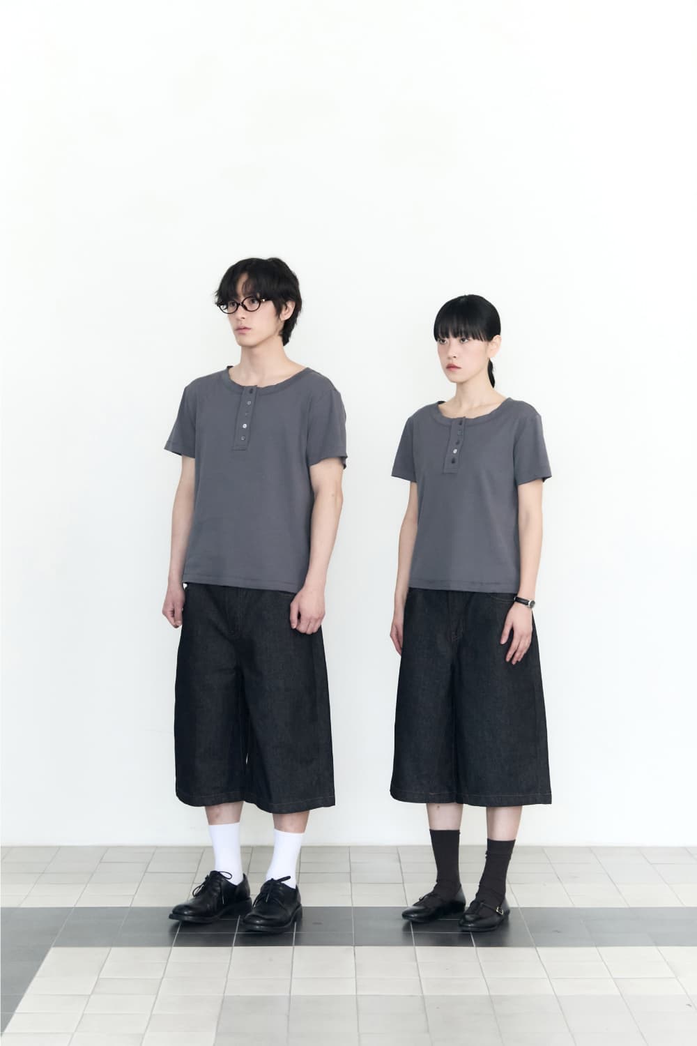 Check Pocket Straight Capri Pants (Indigo) — vue 5
