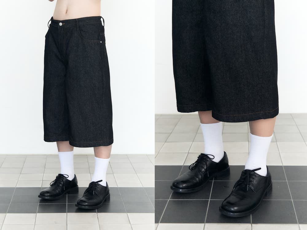 Check Pocket Straight Capri Pants (Indigo) — vue 8