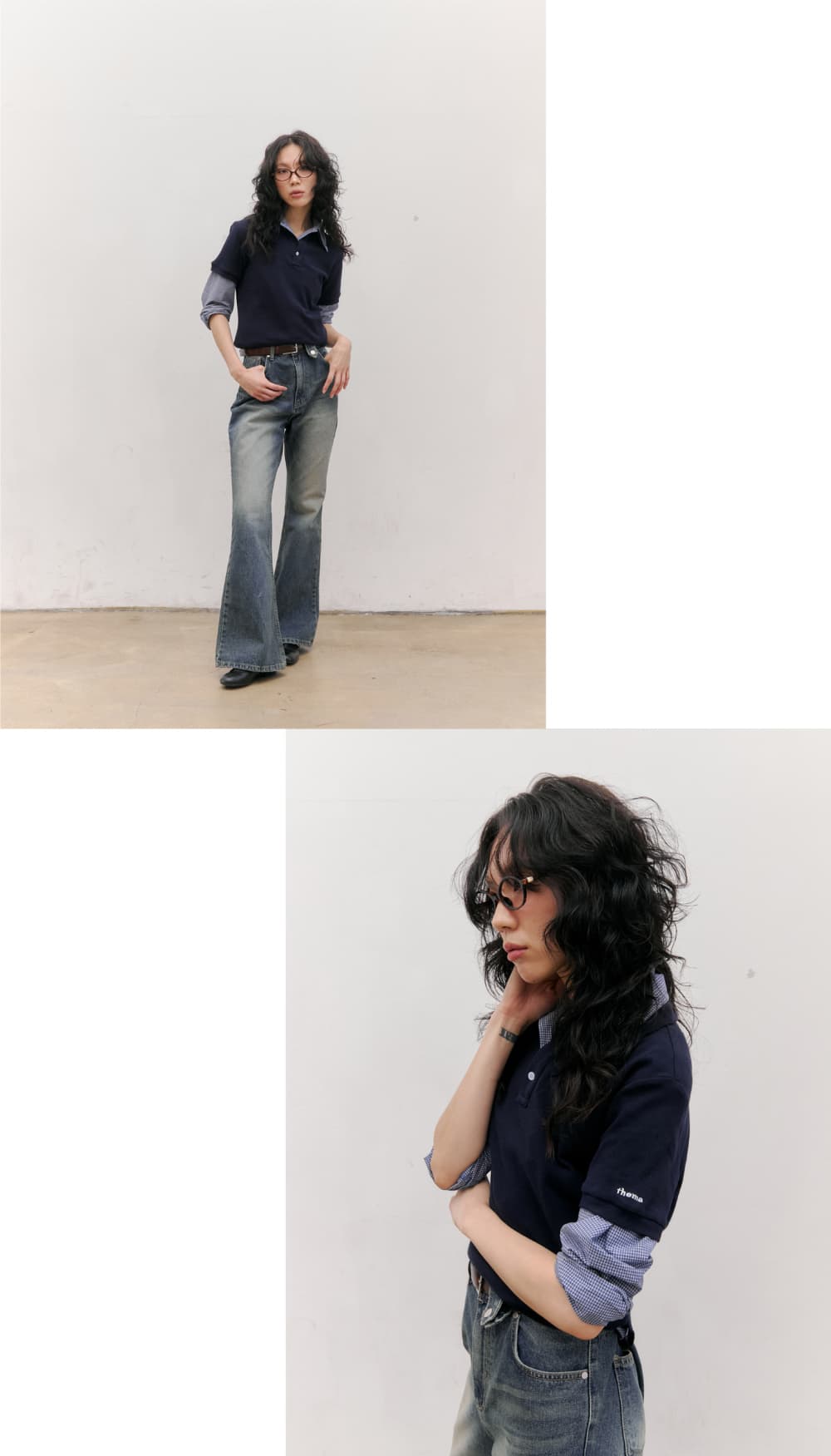 80s Layered Polo Shirts (Navy) — vue 18