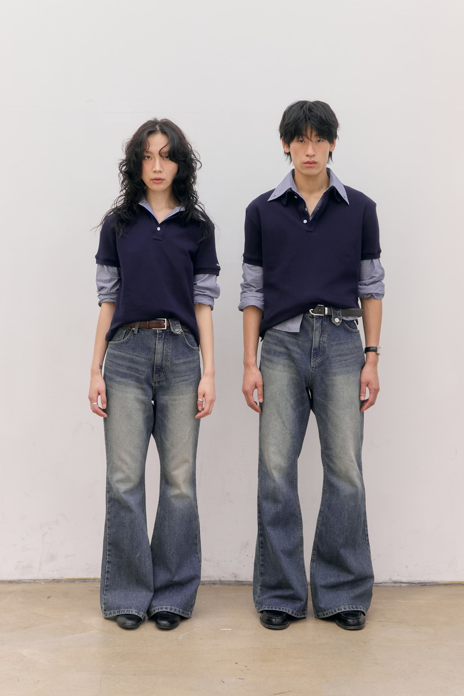 80s Layered Polo Shirts (Navy) — vue 3