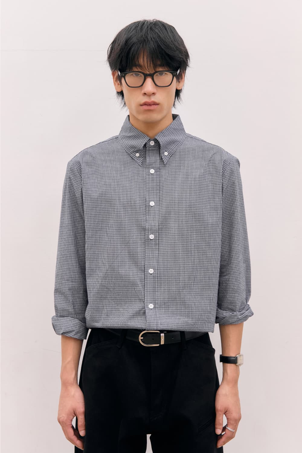 Roll-Up Check Shirts (Black) — vue 12