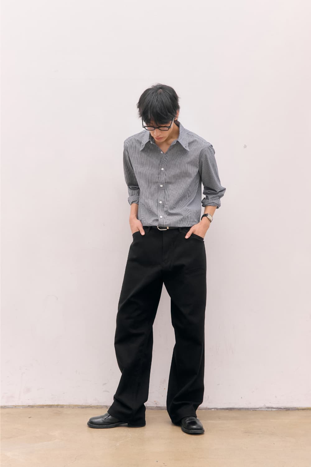 Roll-Up Check Shirts (Black) — vue 13