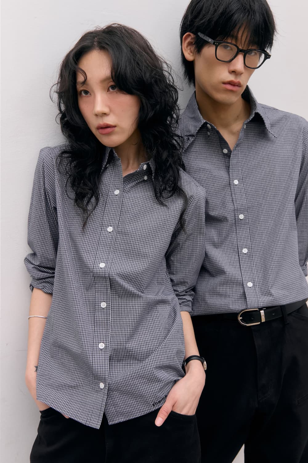 Roll-Up Check Shirts (Black) — vue 15