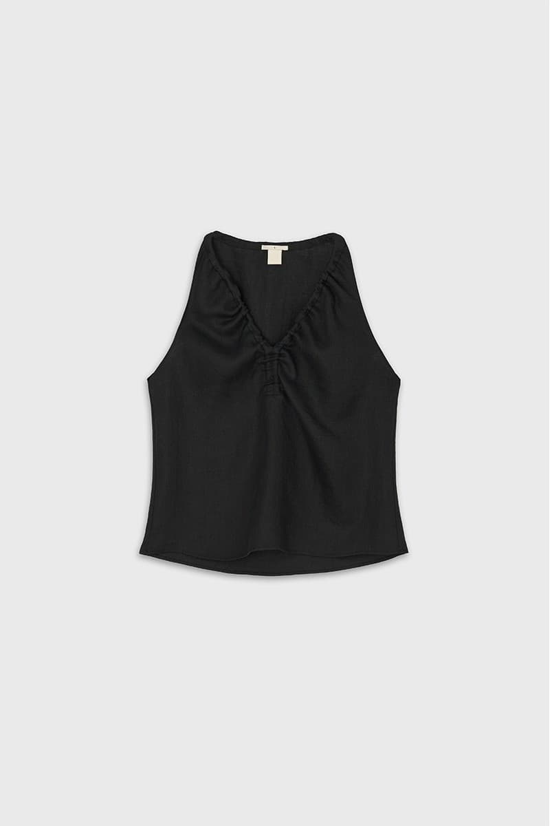 Ruche Halter Top (Black) — vue 2