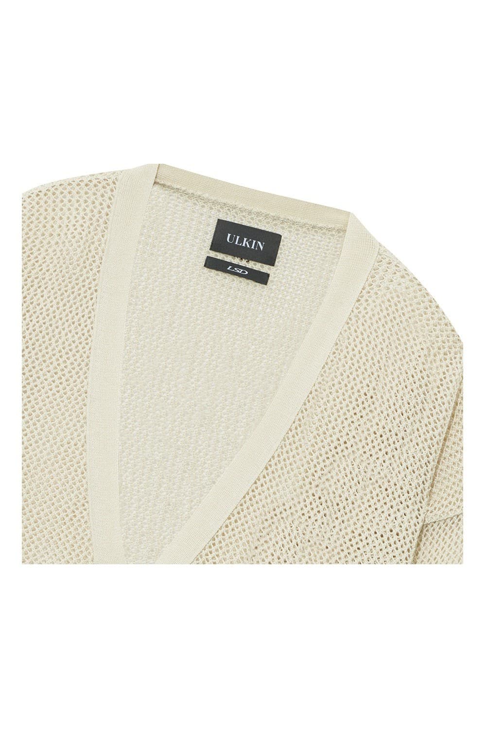 Crochet V-neck Knit Cardigan (Beige) — vue 5