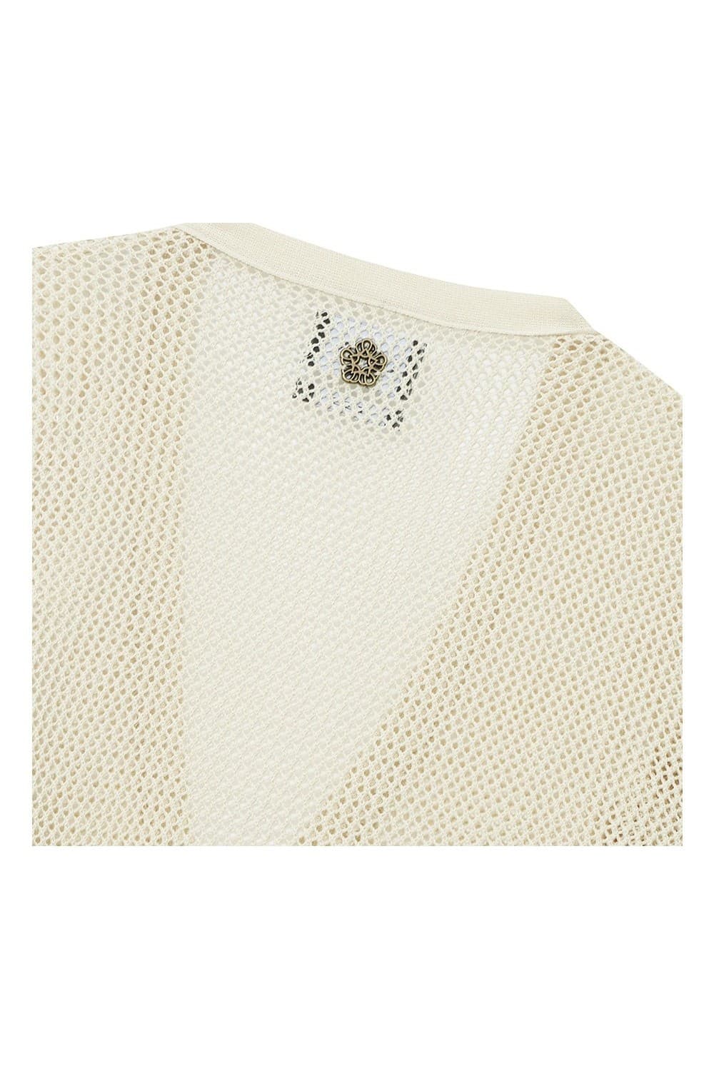 Crochet V-neck Knit Cardigan (Beige) — vue 7