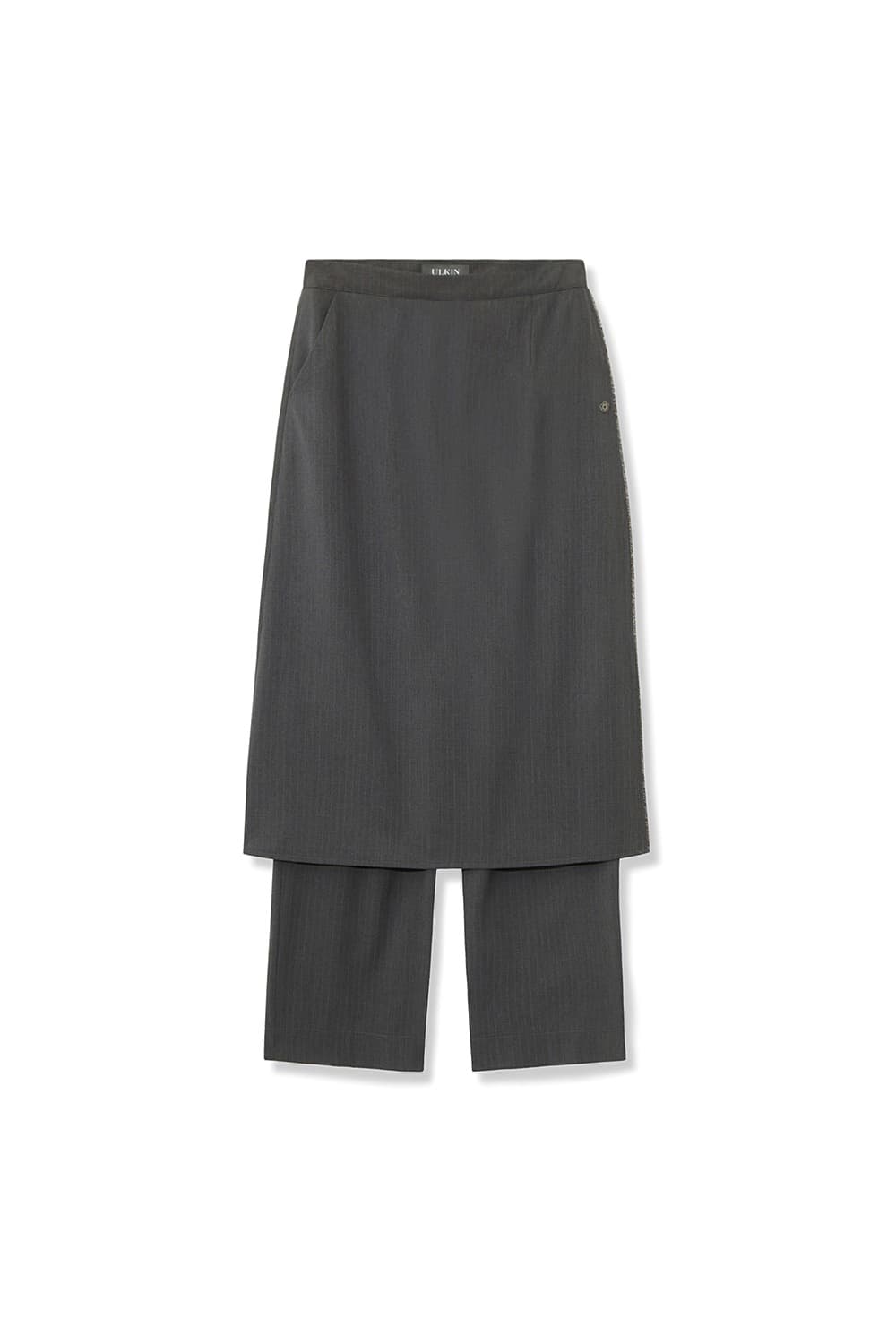 Stripe Layered Skirt Pants (Gray) — vue 1