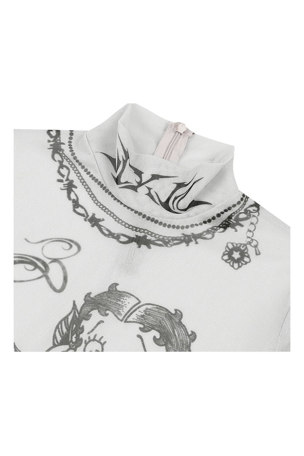 ULKIN X BETTY BOOP Spoil Me Tattoo Mesh Turtleneck (Ivory) — vue 4