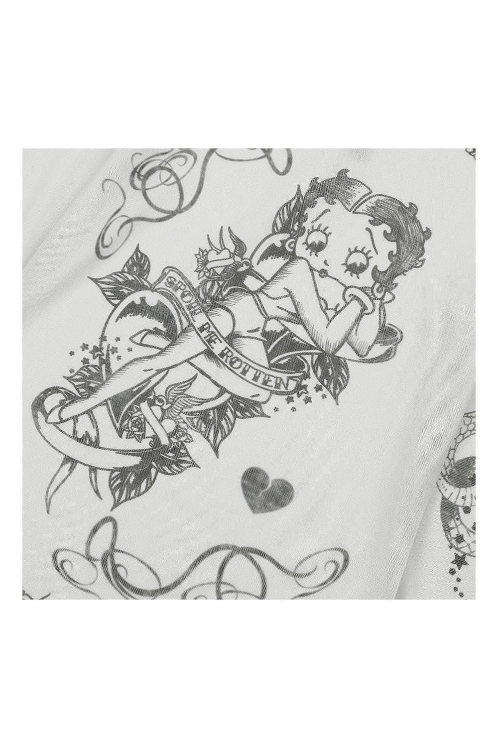 ULKIN X BETTY BOOP Spoil Me Tattoo Mesh Turtleneck (Ivory) — vue 5