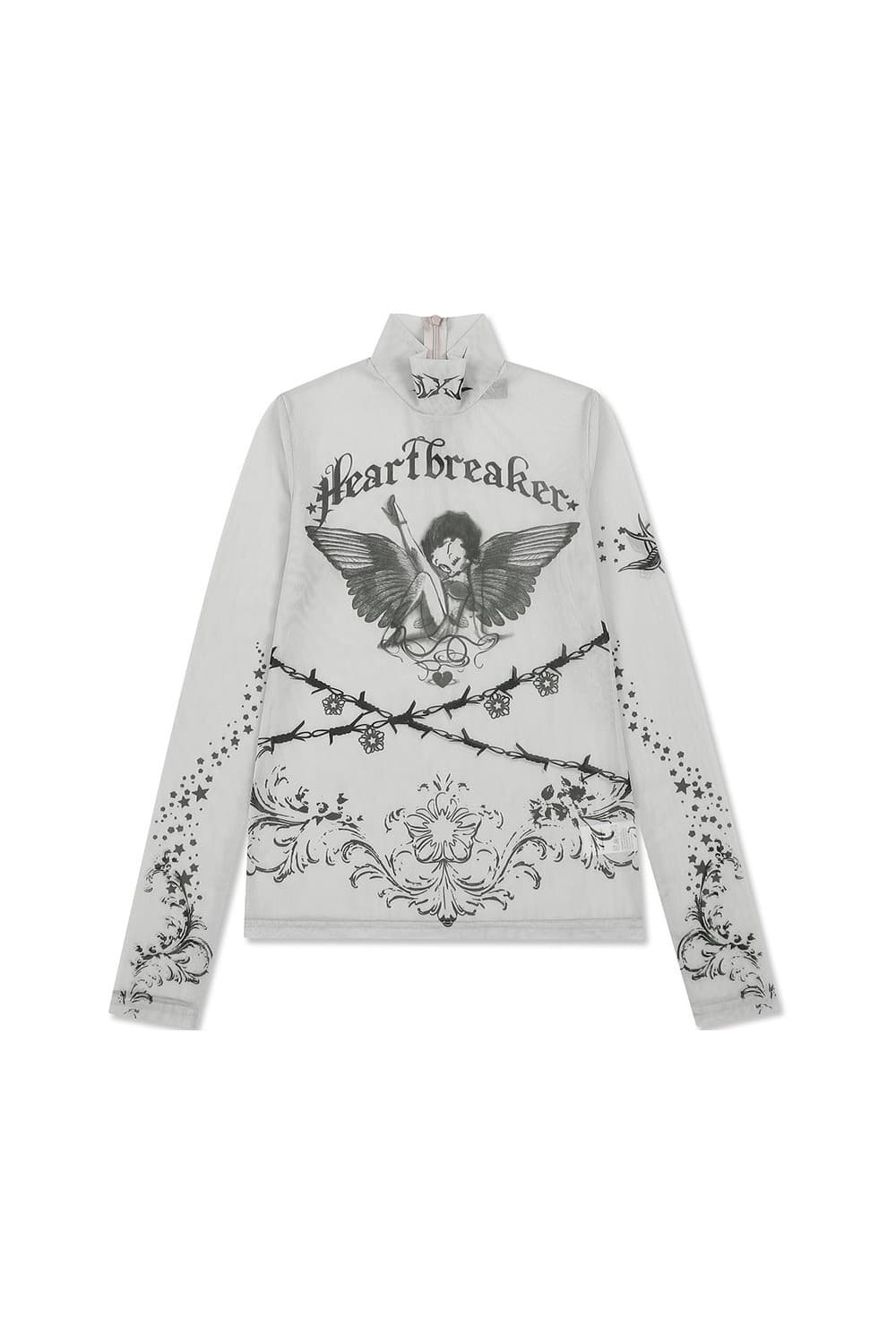 ULKIN X BETTY BOOP Heartbreaker Angel Mesh Turtleneck (Ivory) — vue 3