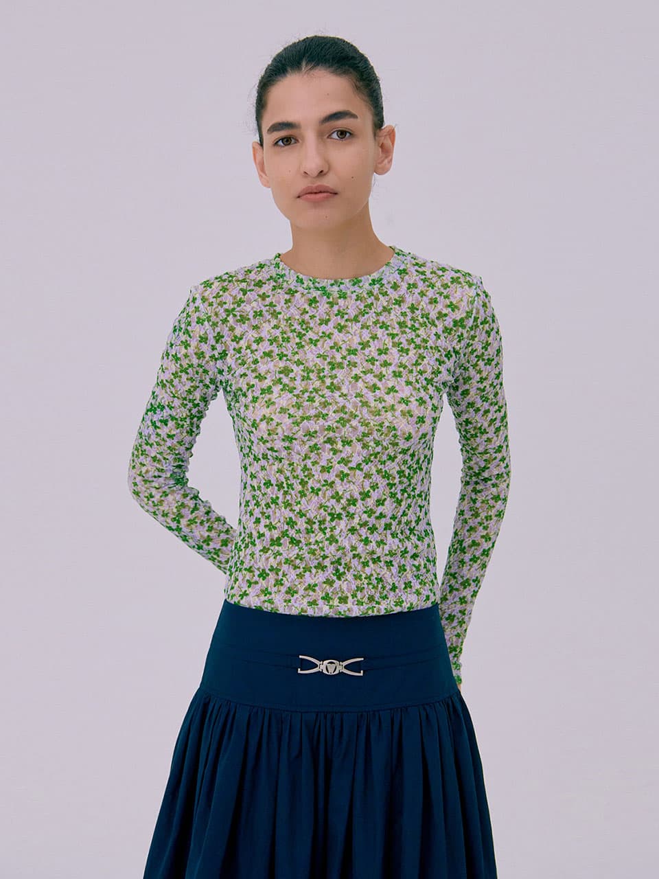 Crinkle T-Shirt — Green — vue 1