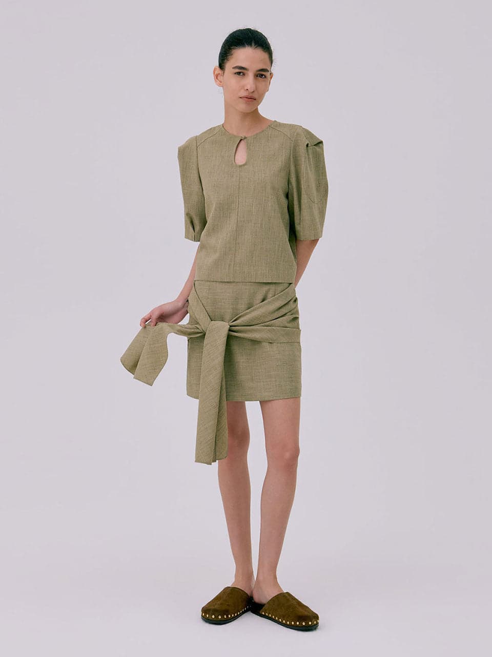 Puff Sleeve Blouse — Brown — vue 7