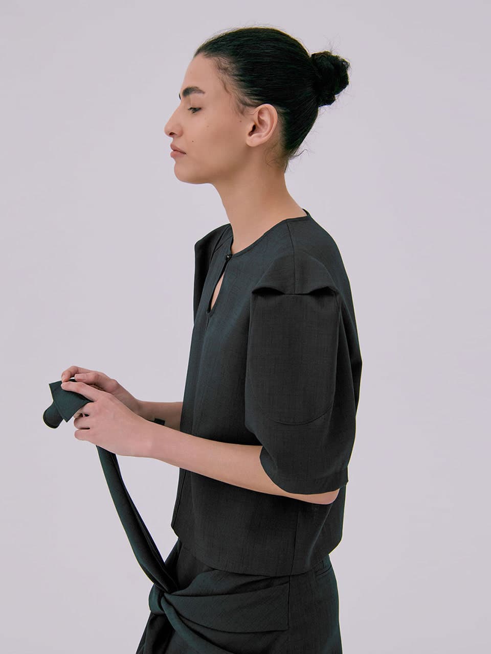 Puff Sleeve Blouse — Dark Navy — vue 3