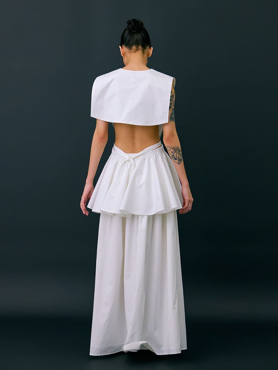 Sailor Collar Layered Top — White — vue 1