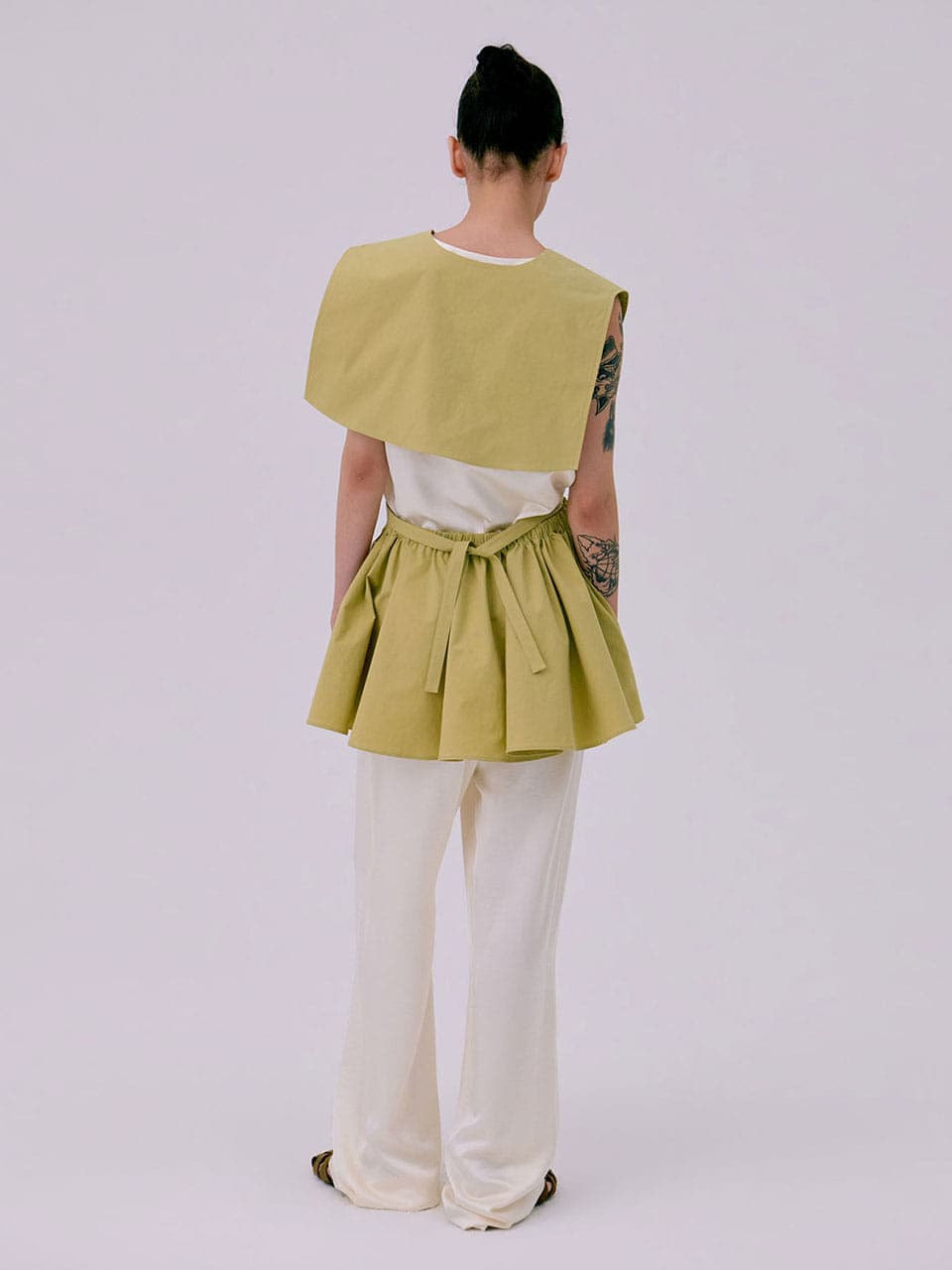 Sailor Collar Layered Top — Olive — vue 1