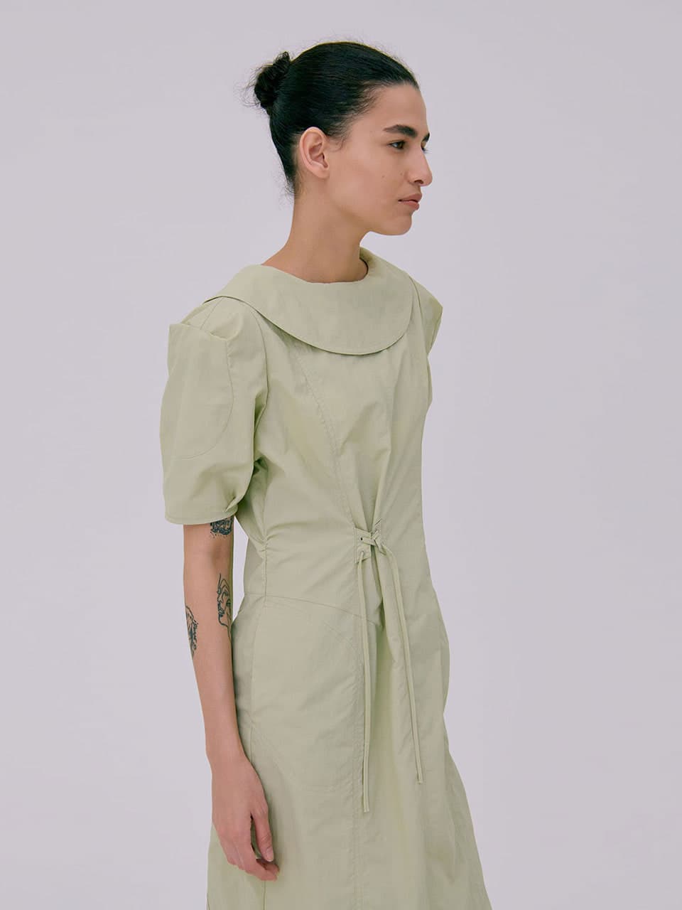 Puff sleeve dress — Light Khaki — vue 7