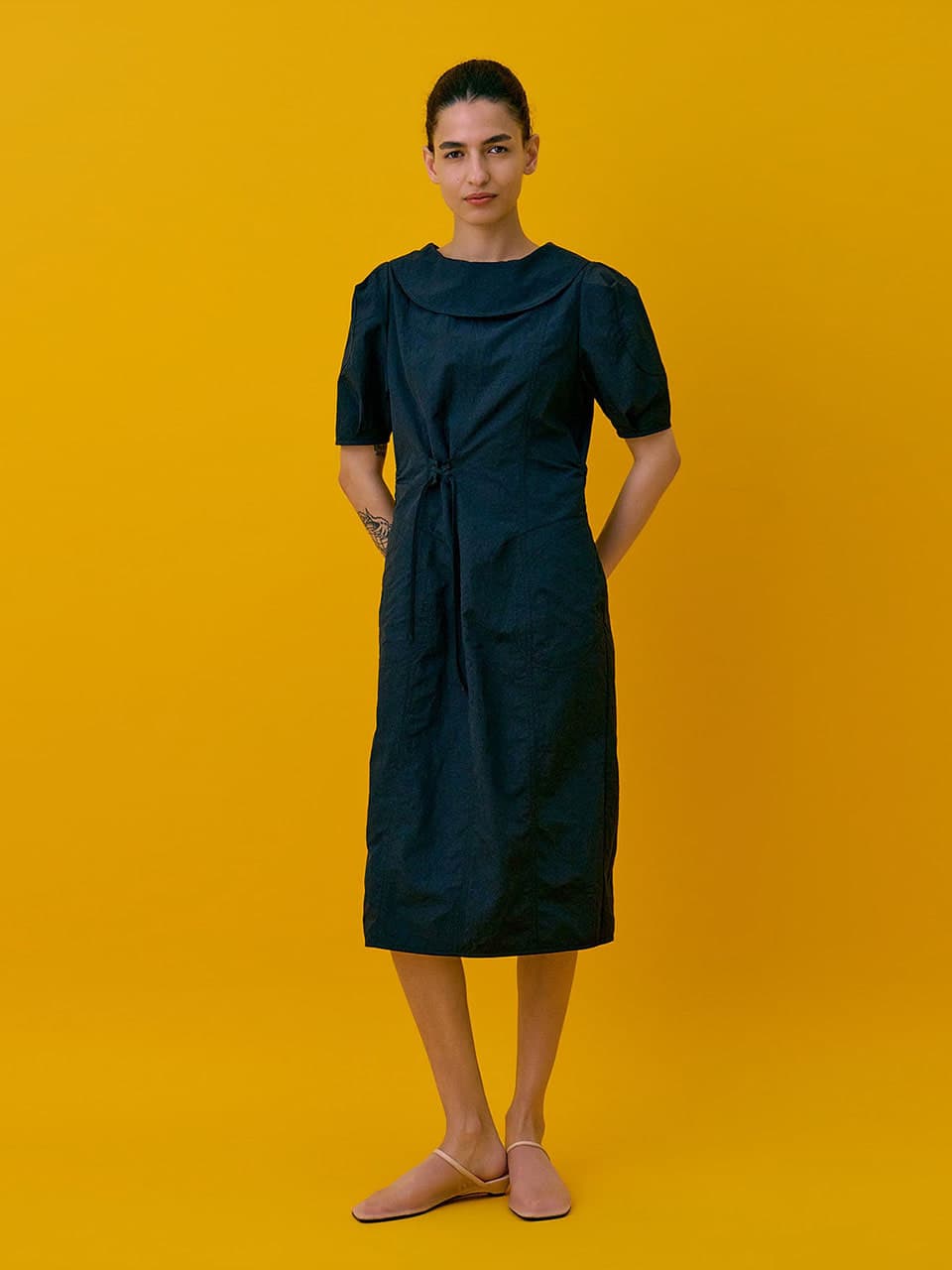 Puff sleeve dress — Dark Navy — vue 1