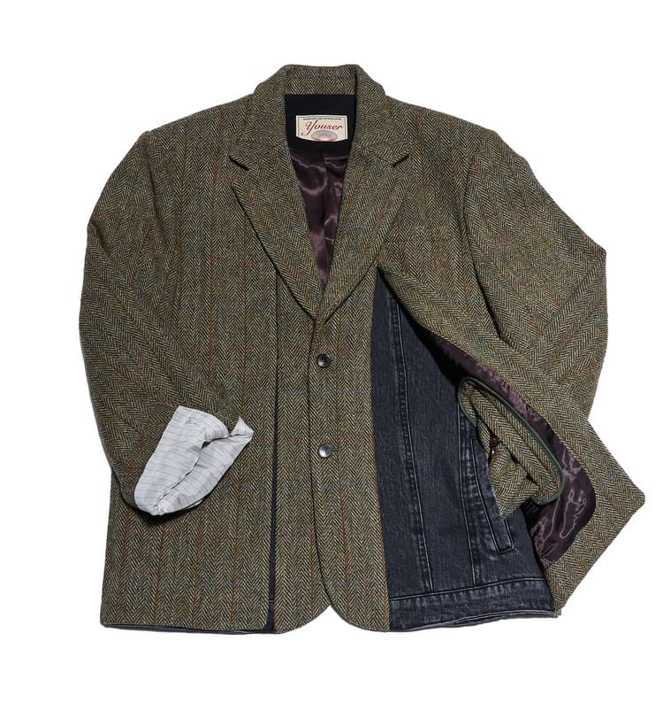 Harris Tweed Hybrid Jacket — Herringbone Khaki — vue 2